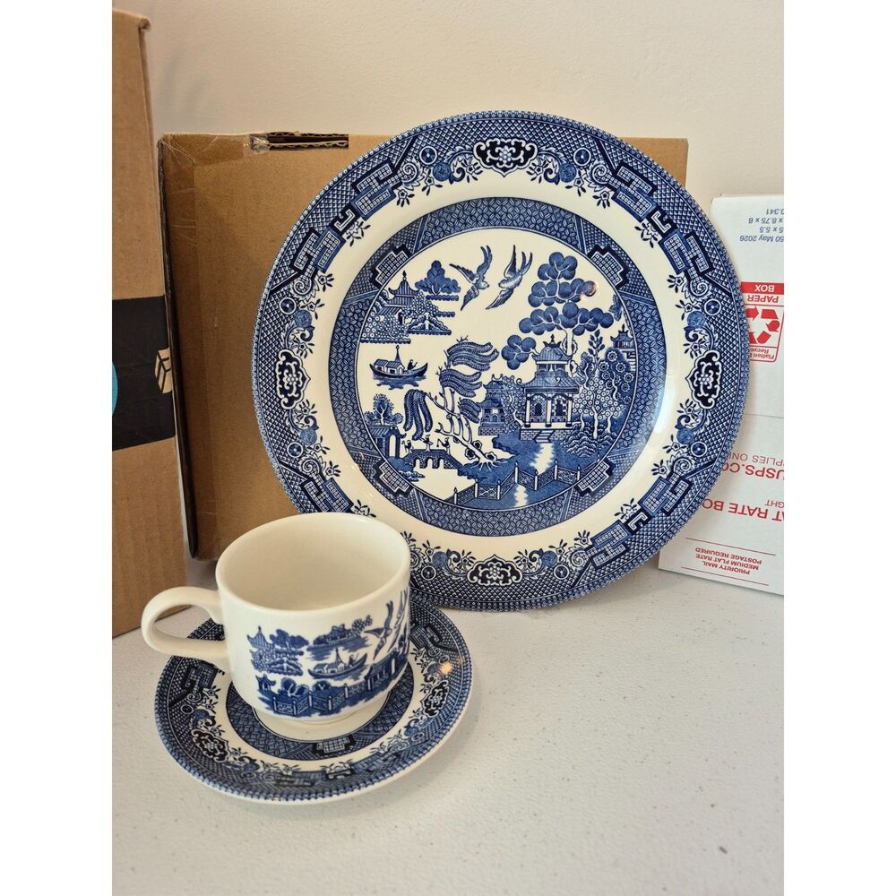 Vitage Churchhill England "Blue Willow" Plate-Coffee Cup and Saucer